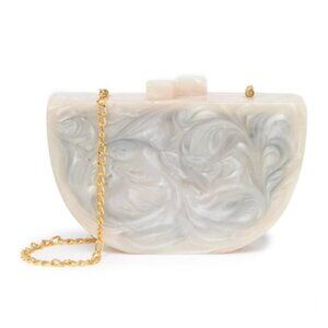 Pearl Lulu Resin Half Moon Crossbody Clutch Fancy Dressy Handbag (NWT)